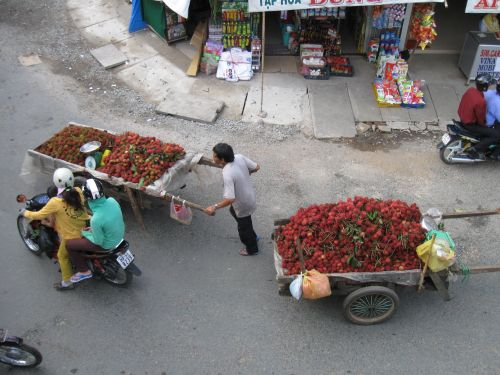 090730_サイト引渡し_ボート乗り場前道路の移動果物売り_090730
